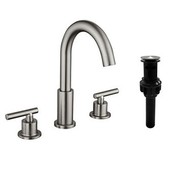 8 in Widespread Double-Handle Bathroom Faucet with Drain Kit and Built-In Aerator