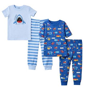 Kids Boys Sharks Cars 2-Pack Pajamas Snug Fit PJs Short Sleeve