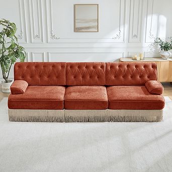 3-Seater Button-Tufted Fringe Sofa -Sillysis