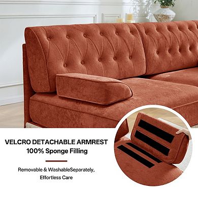 Tufted Velvet Modular Sectional Sofa with Ottoman-Sillysis