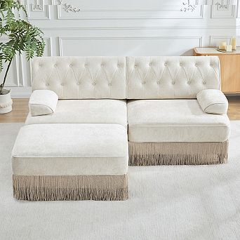 Tufted Velvet Modular Sectional Sofa with Ottoman-Sillysis