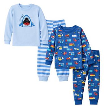 Kids Boys Sharks Cars 2-Pack Pajamas Snug Fit PJs Long Sleeve