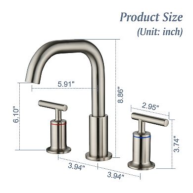 8 in. Widespread 2-Handle Bathroom Faucet With Valve Water Supply Lines