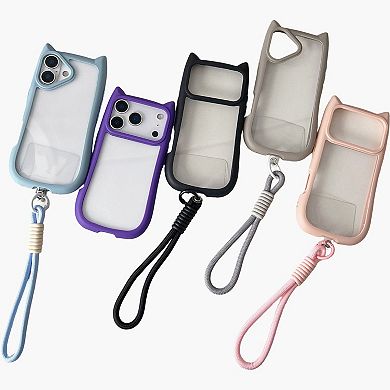 Shockproof Phone Case with Wrist Strap Protective Rugged Cover Anti Slip Grip Design