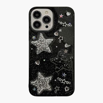 Glitter Star Phone Case with Star Pattern Sparkle Finish Protective Cover