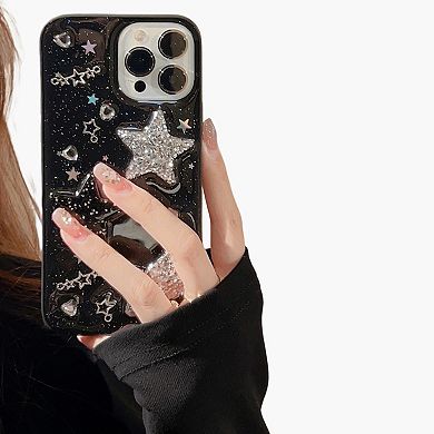 Glitter Star Phone Case with Star Pattern Sparkle Finish Protective Cover