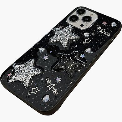 Glitter Star Phone Case with Star Pattern Sparkle Finish Protective Cover