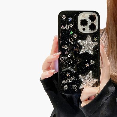Glitter Star Phone Case with Star Pattern Sparkle Finish Protective Cover