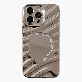 Glossy Ripple Phone Case with Mirror Detail Wavy Pattern Protective Cover