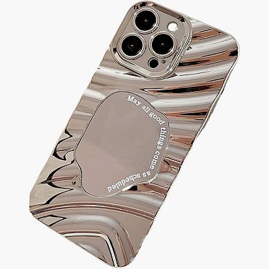 Glossy Ripple Phone Case with Mirror Detail Wavy Pattern Protective Cover