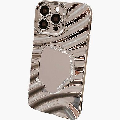 Glossy Ripple Phone Case with Mirror Detail Wavy Pattern Protective Cover