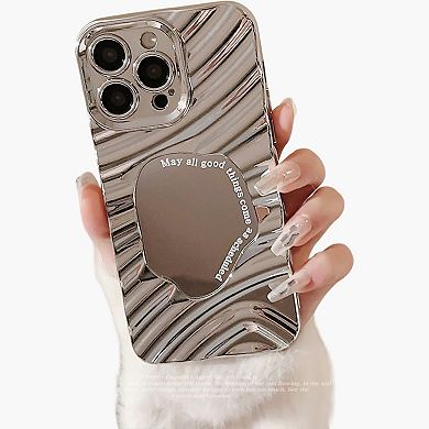 Glossy Ripple Phone Case with Mirror Detail Wavy Pattern Protective Cover