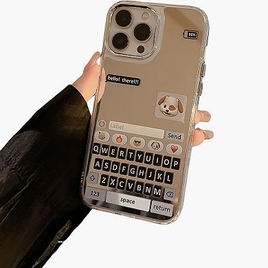 Mirror Phone Case with Chat Message Graphic Text Design Reflective Protective Cover