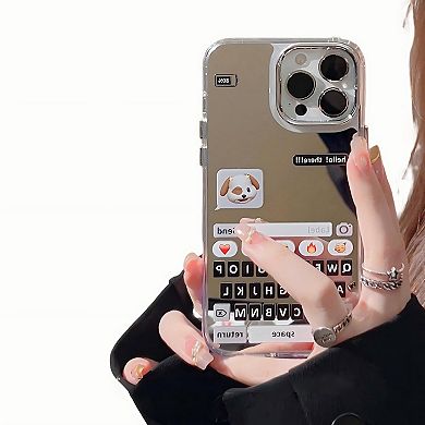 Mirror Phone Case with Chat Message Graphic Text Design Reflective Protective Cover