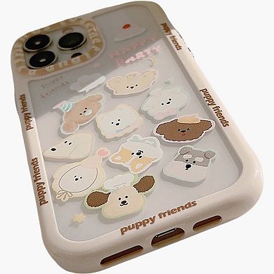 Puppy Friends Phone Case with Charm Strap Cute Cartoon Protective Cover