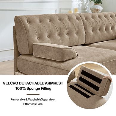 Button Tufted Modular Sectional Sofa with Ottoman-Sillysis