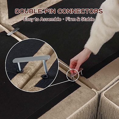 Button Tufted Modular Sectional Sofa with Ottoman-Sillysis