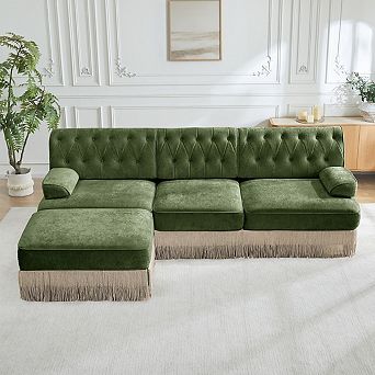Button Tufted Modular Sectional Sofa with Ottoman-Sillysis