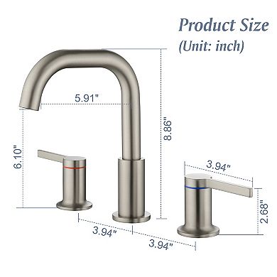 8 in. Widespread 2-Handle 3-Hole Bathroom with Valve and Water Supply Hoses