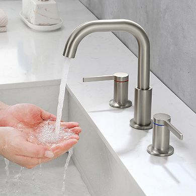 8 in. Widespread 2-Handle 3-Hole Bathroom with Valve and Water Supply Hoses