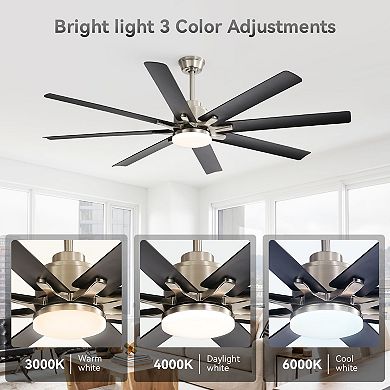 52-Inch Smart Ceiling Fan With Lights, 6 Wind Speed, With 8 ABS Blades, Voice Remote