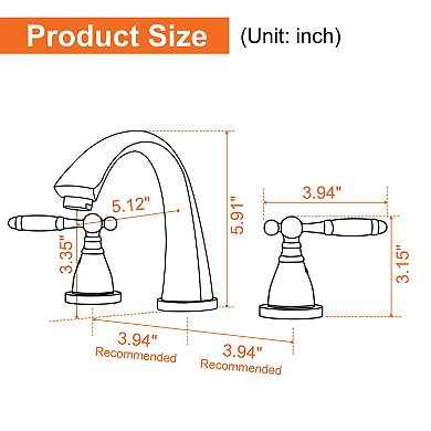 8 in. Widespread 3-Hole 1.2 GPM Bathroom Faucet Faucet With Double-Handle