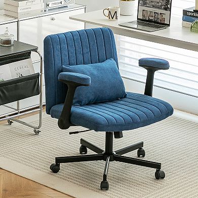 KWPZQEB Modern Velvet Armrest Office Chair with Wheels, Swivel Chair for Home Office
