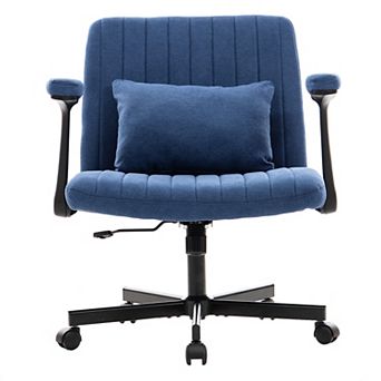 KWPZQEB Modern Velvet Armrest Office Chair with Wheels, Swivel Chair for Home Office