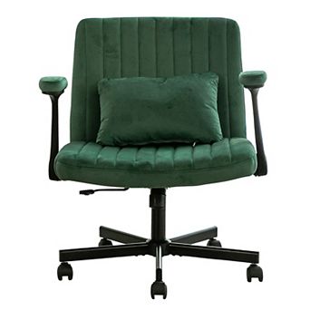 KWPZQEB Modern Velvet Armrest Office Chair with Wheels, Swivel Chair for Home Office