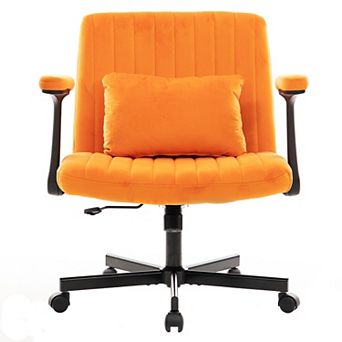 KWPZQEB Modern Velvet Armrest Office Chair with Wheels, Swivel Chair for Home Office