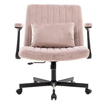KWPZQEB Modern Velvet Armrest Office Chair with Wheels, Swivel Chair for Home Office
