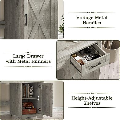 Farmhouse 47" Executive Desk,Computer Desk with Drawers and Storage Cabinet, Home Office Desk