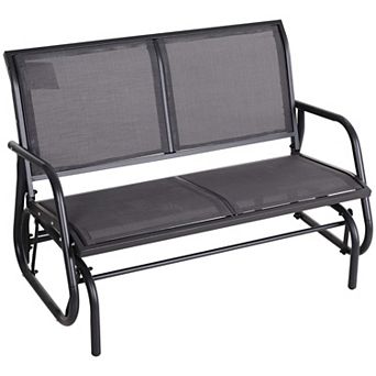 2-Person Outdoor Glider Bench, Patio Double Swing Rocking Chair Loveseat w/Powder Coated Steel Frame