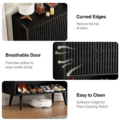 6-Tier Shoe Storage Cabinet with Grille Doors, Adjustable Shelves & Large Storage for Entryway