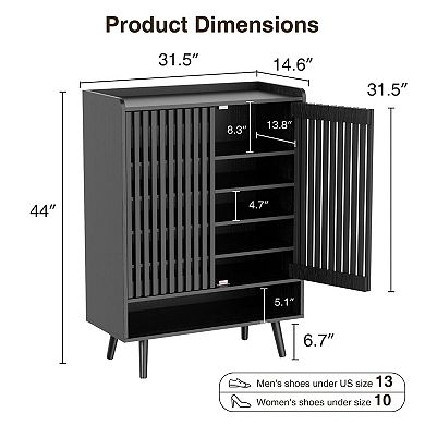 6-Tier Shoe Storage Cabinet with Grille Doors, Adjustable Shelves & Large Storage for Entryway