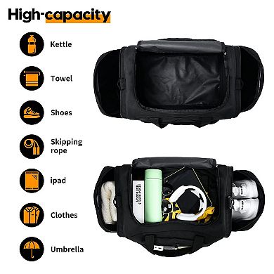 55L Large Gym Duffel Bag Lightweight Multi-Compartment Travel Sports Bag