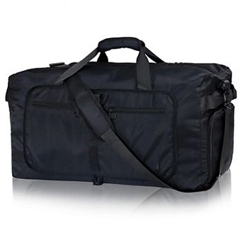 65L Foldable Water-Resistant Travel Duffel Bag with Shoe Compartment