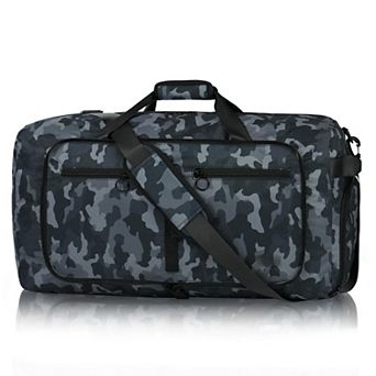 65L Foldable Water-Resistant Travel Duffel Bag with Shoe Compartment