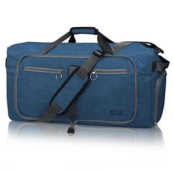 65L Foldable Water-Resistant Travel Duffel Bag with Shoe Compartment