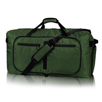65L Foldable Water-Resistant Travel Duffel Bag with Shoe Compartment