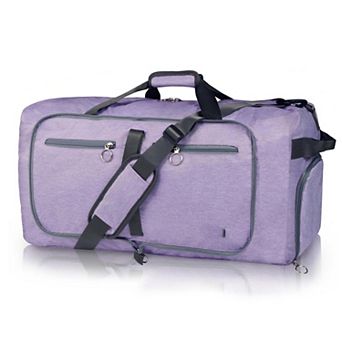 65L Foldable Water-Resistant Travel Duffel Bag with Shoe Compartment