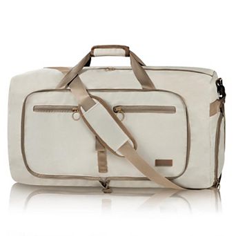 65L Foldable Water-Resistant Travel Duffel Bag with Shoe Compartment
