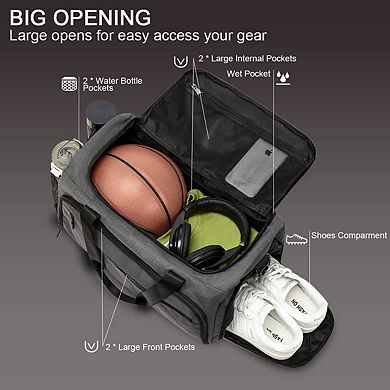 Compact Water-Resistant Gym Duffel with Wet Pocket Shoe Compartment