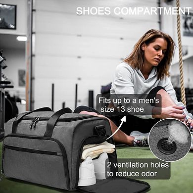Compact Water-Resistant Gym Duffel with Wet Pocket Shoe Compartment