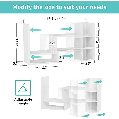 Adjustable White Desk Shelf Organizer 3-Tier Corner Storage Unit