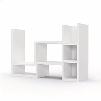 Adjustable White Desk Shelf Organizer 3 tier Corner Storage Unit