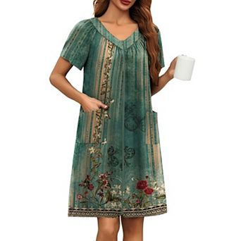 Ekouaer Womens Short Robe Zipper Front Mumu Duster Robes Zip Up Housecoat Soft Nightwear