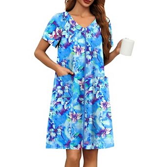 Ekouaer Womens Short Robe Zipper Front Mumu Duster Robes Zip Up Housecoat Soft Nightwear