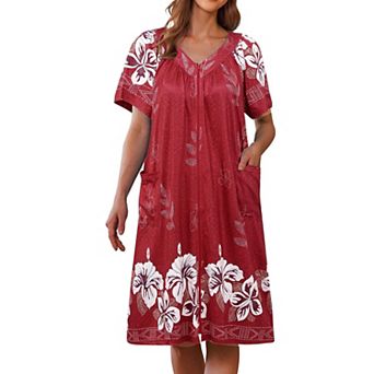 Ekouaer Womens Short Robe Zipper Front Mumu Duster Robes Zip Up Housecoat Soft Nightwear