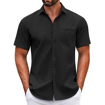 COOFANDY Mens Short Sleeve Casual Button Down Shirts Summer Untucked Dress Shirts with Pocket